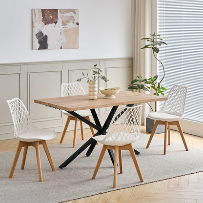 Set di 4/6 sedie da pranzo moderne con schienale in rete con gambe in legno massello e cuscini imbottiti, per sala da pranzo/camera da letto, sedia da caffè