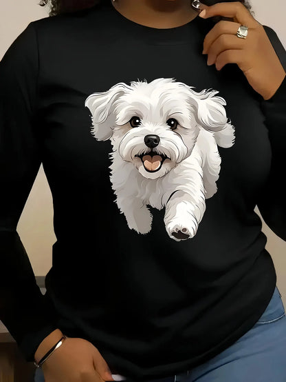 Abbigliamento primaverile e autunnale da donna in cotone 100 T-shirt stampata con cuore colorato Manica lunga Girocollo Top casual