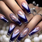 24 pezzi Stampa sulle unghie Design floreale Balletto di media lunghezza Unghie finte Moda Marrone Copertura completa Suggerimenti per manicure Set di unghie finte danneggiabili