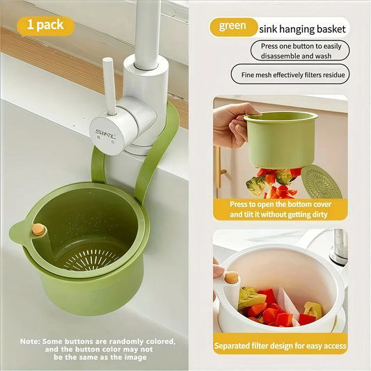 Cestello Filtro da Lavello 2 in 1 con Coperchio Inferiore Apribile, Cestello per lo Svuotamento, Porta Spugne da Lavello, Raccoglitore di Rifiuti da Cucina