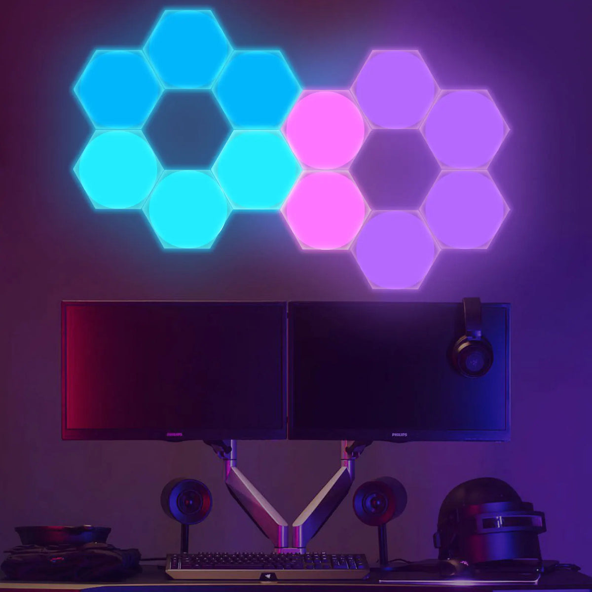 Lampada da parete a LED sottile Smart RGB Quantum Lamp APP Pickup Light per sala da gioco ufficio sfondo decorazione della parete luce notturna