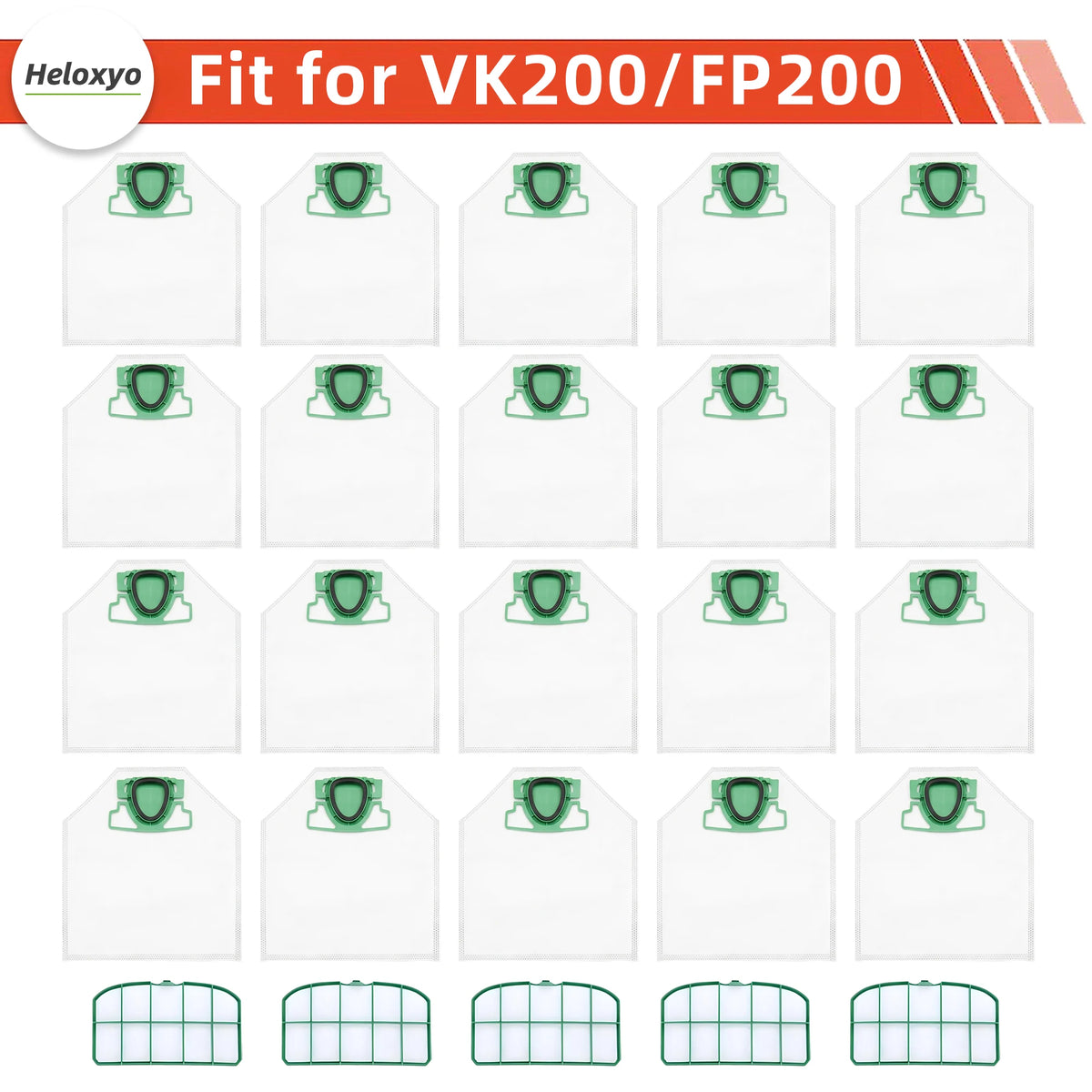 Sacchetti per Aspirapolvere Compatibili con Vorwerk Kobold VK200 FP200, Sacchetti Premium Adatti per Vorwerk Kobold VK 200 FP 200