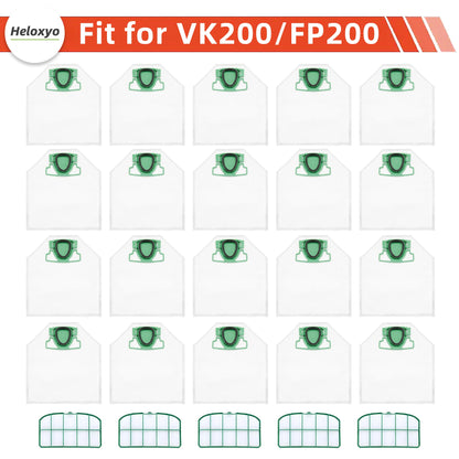 Sacchetti per Aspirapolvere Compatibili con Vorwerk Kobold VK200 FP200, Sacchetti Premium Adatti per Vorwerk Kobold VK 200 FP 200
