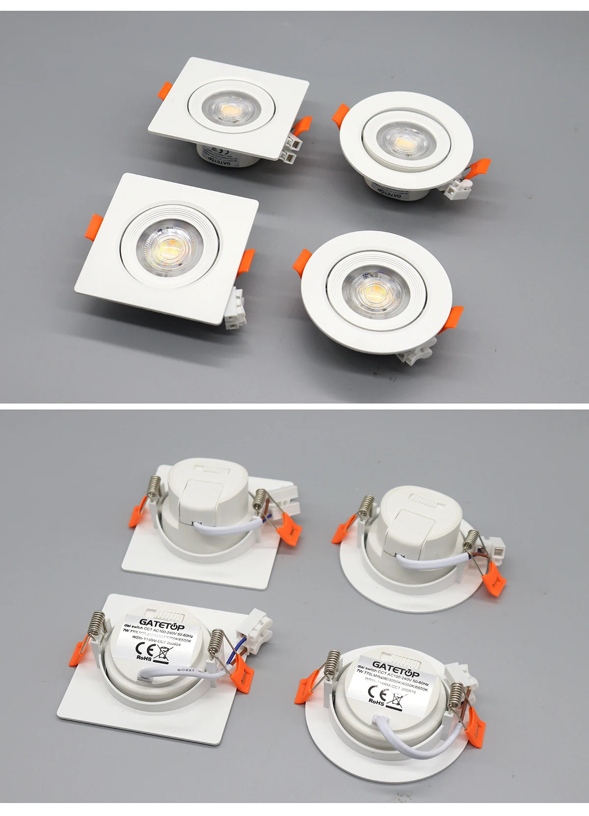 Faretto Orientabile 7W con Regolazione Colore 3000K 4000K 6000K, Illuminazione CCT 7W, Sostituzione Downlight per Illuminazione Direzionale Domestica (1-10 Pezzi)