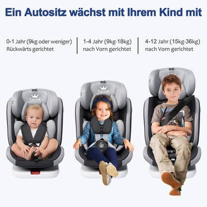 Seggiolino Auto per Bambini AP01 ECE ISOFIX KL005 con Rotazione a 360 Gradi °   Cintura Girevole a 5 Punti 9-36kg 0-12 Anni
