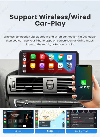 MEKEDE Sistema di Navigazione GPS Multimediale Wireless CarPlay Android Auto da 8,8 Pollici per BMW Serie 3/5 E60 E61 E63 E64 E90 E91 E92 E93 Schermo QLED Lettore Video 4K Autoradio