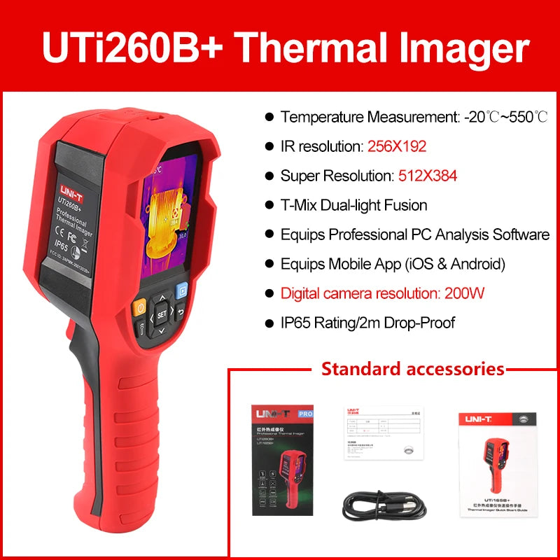 UNI-T UTI260B UTI260A Termocamera 256X192 Pixel Termocamera UTI260B + Circuito PCB Test tubi di riscaldamento a pavimento