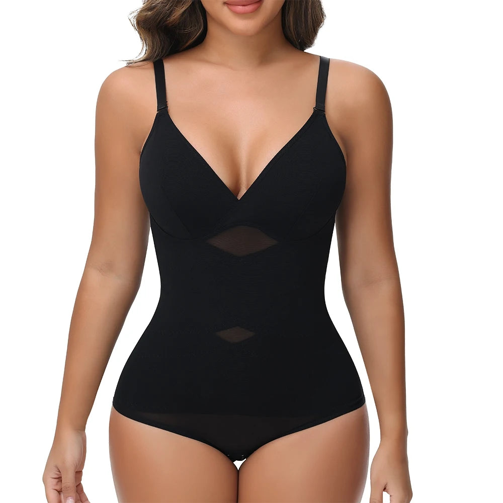 Body modellante per il corpo con controllo della pancia a vita incrociata per le donne Controllo completo del corpo con scollo a V Slip traspiranti in rete Intimo Sollevatore di testa