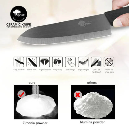 Set di Coltelli in Ceramica da 3, 4, 5, 6 Pezzi con Protezioni per le Lame, Coltelli Antiruggine per Frutta, Verdura, Formaggio e Carne