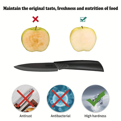 Coltello da cucina 1/3/6 Set di coltelli da cucina Coltello da frutta in acciaio inossidabile da 4 pollici con fodero Coltello da cucina a lama fissa con manico in plastica