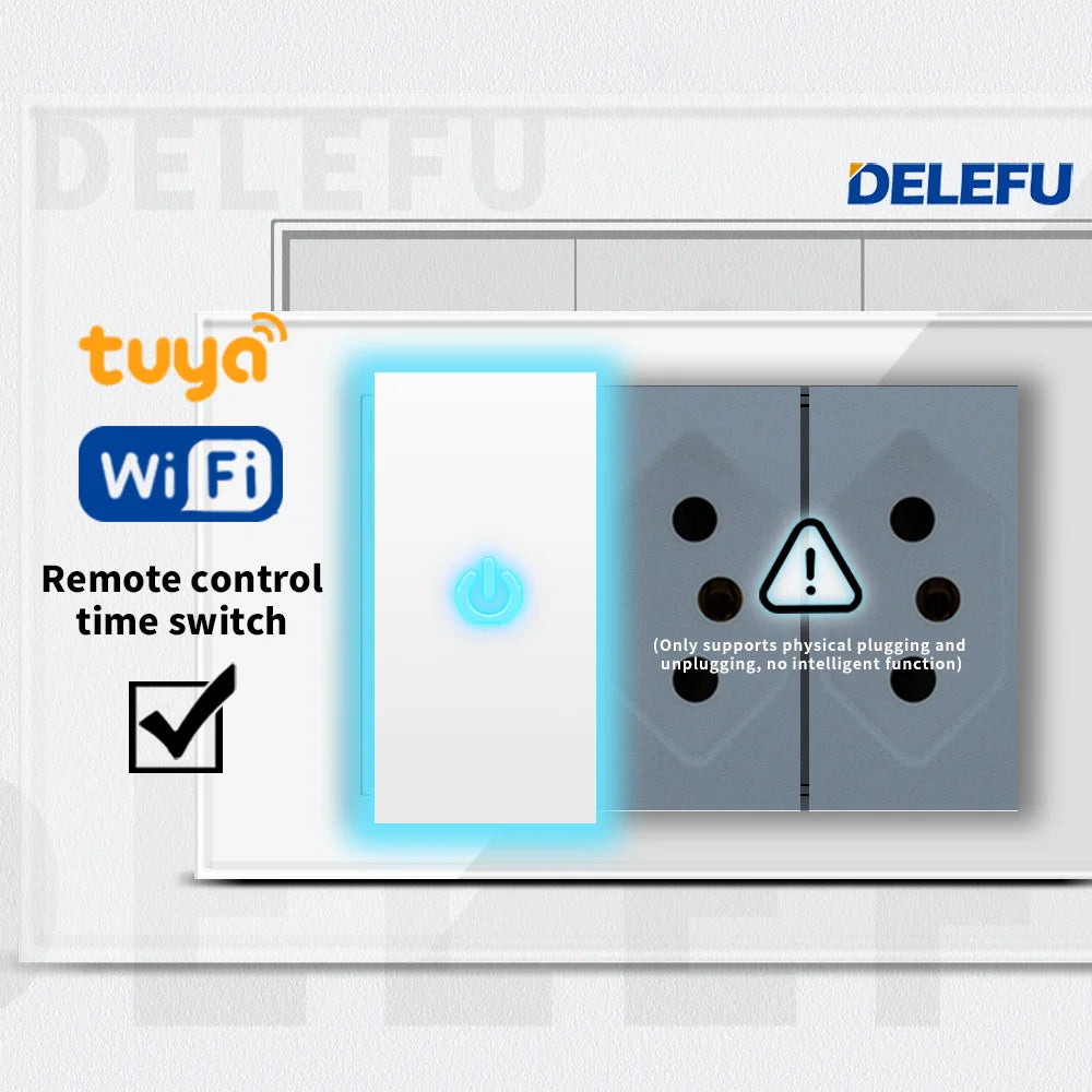 DELEFU Presa Italiana Fai-da-te con USB Tipo C, Interruttore Campanello, 45A 20A, per Tende, Telefono, CAT5, TV, HDMI, SAT, Nera