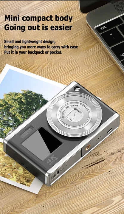 Fotocamera digitale 4K con doppio schermo, obiettivo telescopico, zoom ottico 16x ad alta definizione, fotocamera impermeabile, ideale per selfie, per migliorare l’aspetto, per uso domestico, modello C23.