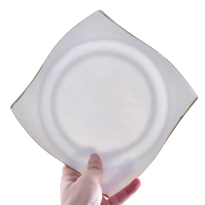 Set di Piatti in Ceramica, Stoviglie in Porcellana Bone China, Set Creativo di Piatti e Vassoi Phnom Penh, Piatti Quadrati, Servizio da Tavola per Cucina