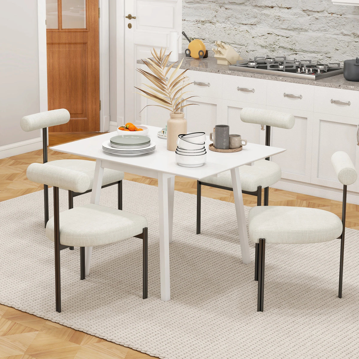 Tavolo da Pranzo Pieghevole, Tavolo da Cucina, 2 Superfici Pieghevoli, 110 X 86 X 75 Cm, Bianco