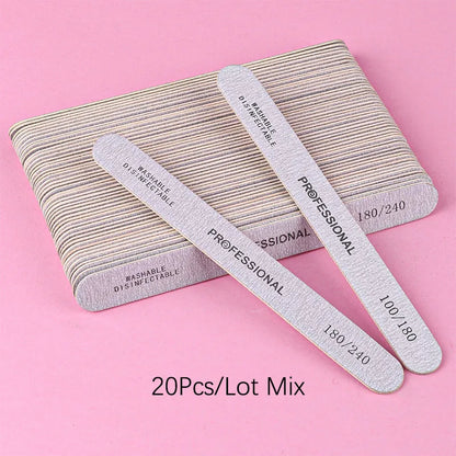 10 pz Lima per unghie 100/180 Tampone per unghie in legno Carta vetrata professionale Lime per smalto gel per unghie Forte spessore Levigatura grigia Strumenti per manicure
