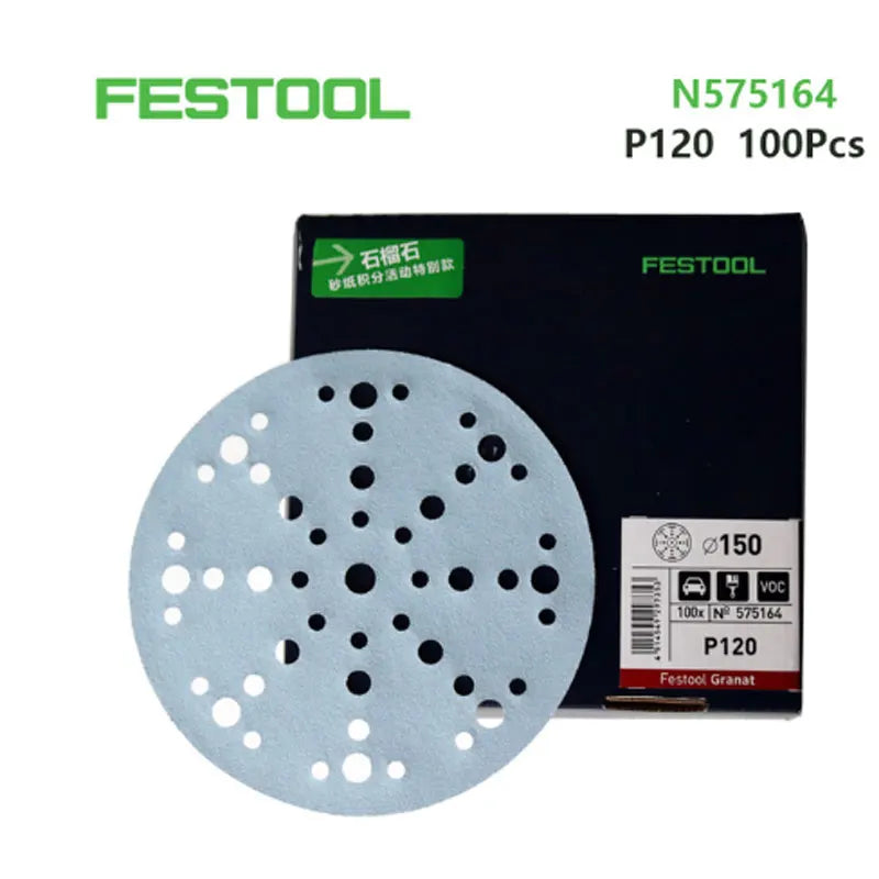 10 PZ Originale Tedesco FESTOOL Azzurro Granato Carta Vetrata Secca 6 48 Fori Circolare Abrasivo Automotive Falegname