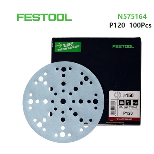 10 PZ Originale Tedesco FESTOOL Azzurro Granato Carta Vetrata Secca 6 48 Fori Circolare Abrasivo Automotive Falegname