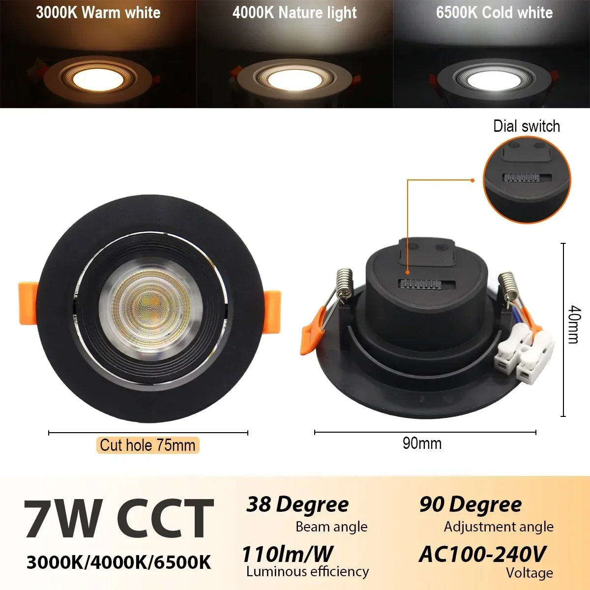 4-20 pezzi 3 CCT LED plafoniera 3000K 4000K 6500K pieghevole da incasso per la casa camera da letto bagno soggiorno illuminazione Lamparas Led