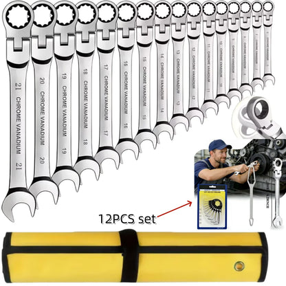 Set di 12 Chiavi Combinate Antiruggine e Chiavi Esagonali per Riparazioni Auto e Domestiche - Regalo Perfetto per Papà e Marito