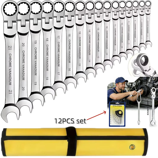 Set di 12 Chiavi Combinate Antiruggine e Chiavi Esagonali per Riparazioni Auto e Domestiche - Regalo Perfetto per Papà e Marito