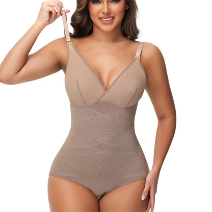 Body modellante per il corpo con controllo della pancia a vita incrociata per le donne Controllo completo del corpo con scollo a V Slip traspiranti in rete Intimo Sollevatore di testa