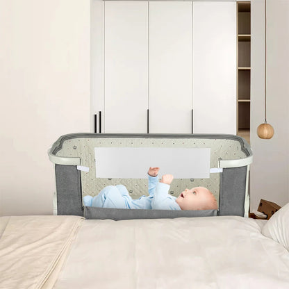 Culla 4-in-1 per Neonati, Culla Co-sleeping con Ruote Integrate, con Materasso e Zanzariera, Grigio, 91L X 50L X 68-81H Cm