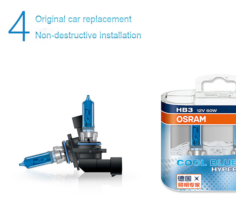 OSRAM H7 H4 H1 H11 HB3 9005 HB4 9006 Lampadina Alogena per Fari Auto, Luce Abbagliante/Anabbagliante 5300K 12V 55W, Bianco Hyper Cool Blue (2 Pezzi)