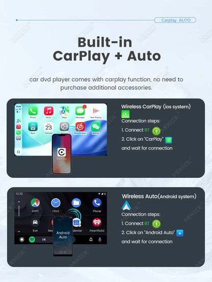 MEKEDE Autoradio universale da 7/9/10.1 pollici con CarPlay e Android Auto, navigatore GPS Android, lettore multimediale per Peugeot, VW, Nissan, Hyundai, Kia, Benz, Audi, BMW, con WiFi, touchscreen, autoradio, lettore video,