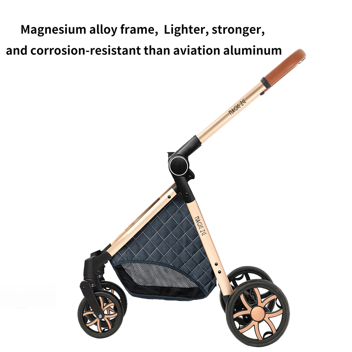 Passeggino Magic ZC 3 in 1, Sistema da Viaggio Compatto e Pieghevole con Navicella, Seggiolino Auto per Neonati e Seduta Reversibile, Carrozzina High Landscape, Ruote Ammortizzate, Manubrio Regolabile, Chiusura con Una Mano,