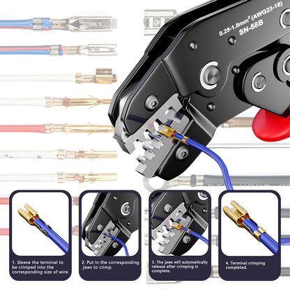 SN-58B 0.25-1.5MM2, AWG24-16 Piegatrice non isolata per Dupont Jumper Wire EPS PCIE SATA PIN MOLEX JST Terminali Pinza a crimpare