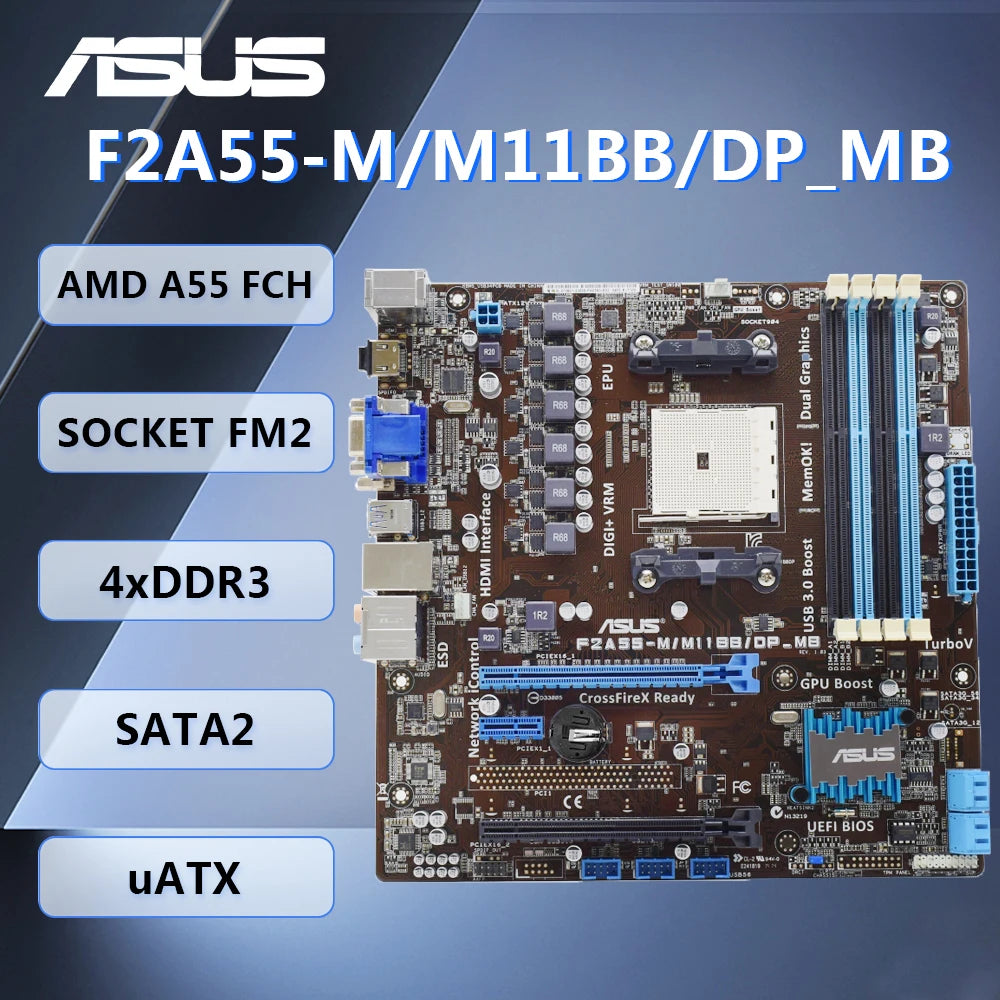 Scheda Madre AMD A55 ASUS F2A55-M/M11BB/DP_MB Socket FM2 DDR3 HDMI DVI-D VGA per AMD A10/8/6/4/Athlon