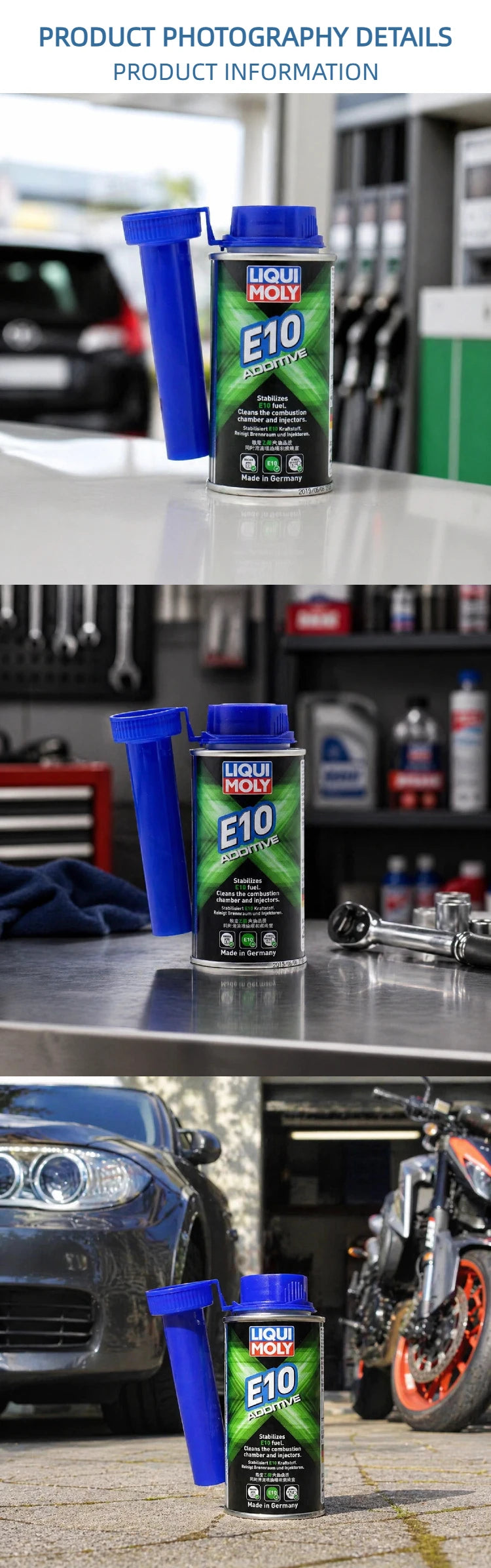 LIQUI MOLY E10 Additivo 21321 150ml Pulitore per Sistema di Alimentazione Benzina Cura degli Iniettori per Auto e Moto