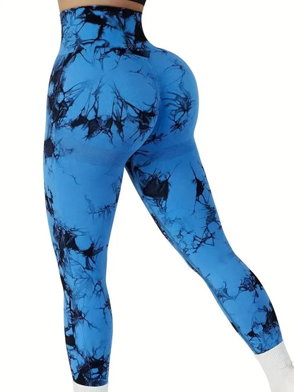 CZGUKE Leggings Tie-Dye da Donna a Vita Alta, Modellanti, Contenitivi, Push-Up, Senza Cuciture, per Yoga e Allenamento in Palestra