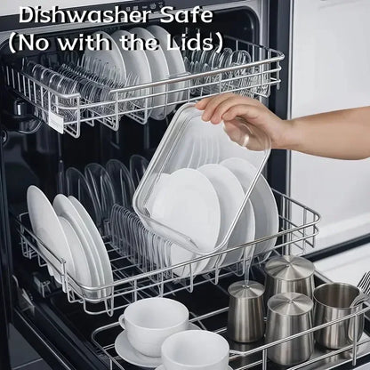 Set di 12+4 Contenitori in Vetro per Alimenti con Coperchi Ermetici, Contenitori Impilabili a Prova di Perdite per Preparazione Pasti, Scatole in Vetro Sicure per Frutta, Verdura, Cibi Cotti, Organizzazione Dispensa