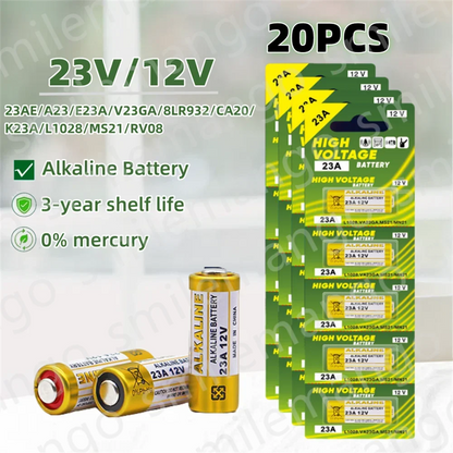 5-100PCS A23 23A 12V Batteria Alcalina 23GA A23S E23A EL12 MN21 V23GA GP23A MS21 LRV08 Per Campanello di Controllo Remoto Giocattolo Elettrico
