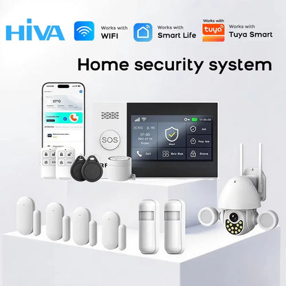 Allarme GSM WiFi compatibile con l'app Tuya Smart Life, rilevatore di intrusioni wireless per casa, garage, ufficio, negozio, protezione con avvisi in tempo reale.