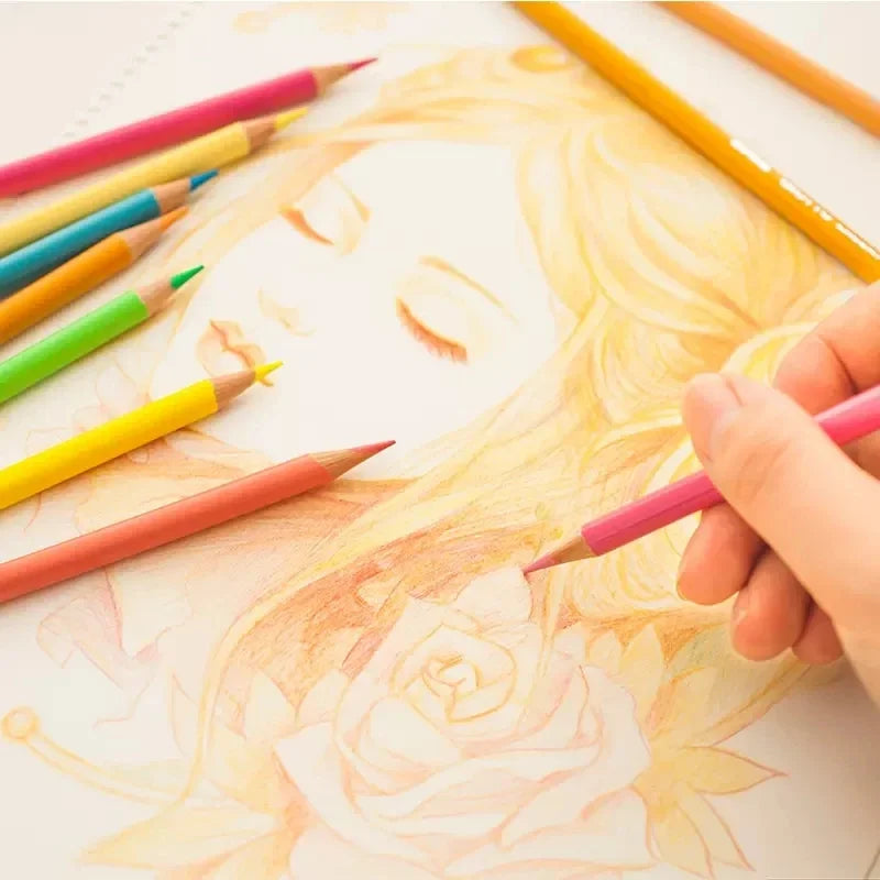 24 pezzi/scatola matite colorate in legno Kawaii bambini disegni matita rotonda d'arte non tossica per materiale scolastico per studenti