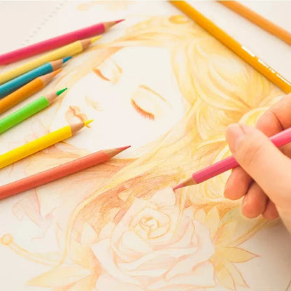 24 pezzi/scatola matite colorate in legno Kawaii bambini disegni matita rotonda d'arte non tossica per materiale scolastico per studenti
