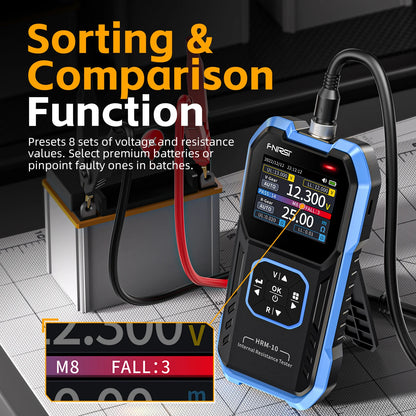 FNIRSI HRM-10 Tester di resistenza interna di tensione della batteria 18650 Tester di condensatori per batterie per auto con piombo al litio acido AC ad alta precisione