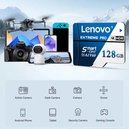 Scheda Micro SD Lenovo 1TB 512GB, scheda SD ad alta velocità 256GB 128GB, scheda TF UHS‑I, scheda di memoria impermeabile per dash cam, telecamere di videosorveglianza, Nintendo Switch.