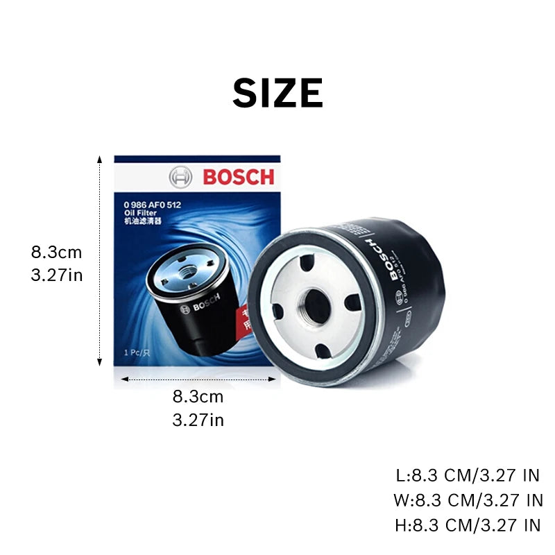 Filtro olio Bosch AF0512 adatto per Audi A1 A3 A4 A5 Q2 Q3 S3, per VW Passat Jetta Sharan Golf Tiguan POLO T-ROC【OE：04E115561C】