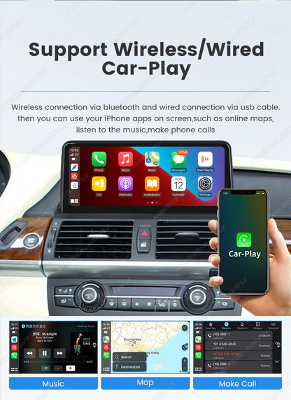 Sistema multimediale intelligente per auto con schermo QLED da 10,25 pollici, Linux, CarPlay wireless, Android Auto, per BMW E90 E91 E92 E93 2005-2012, con WiFi, BT, navigazione GPS e autoradio.