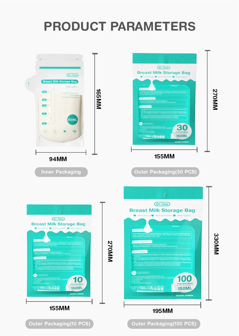 MAMIJOY 100 pz 150 ml sacchetto di stoccaggio del latte materno usa e getta di piccola capacità sacchetto di stoccaggio del latte congelato BPA libero sacchetti di alimentazione sicuri