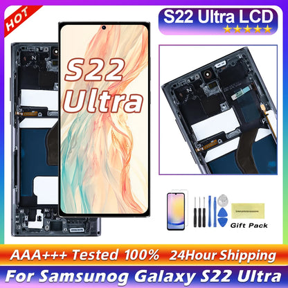 UE 6.78 ''Nuovo Display AMOLED Per Samsung Galaxy S22 Ultra 5G LCD S908 S908B S908U Con Telaio Touch Screen Digitizer sostituzione