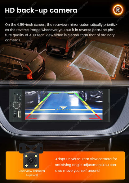 MEKEDE Lettore Video 4K da 5.2/6.86/6.88 Pollici, CarPlay Wireless, Android Auto, Radio FM Multimediale Universale 1DIN con USB Type-C, TF, AUX, ISO, RCA