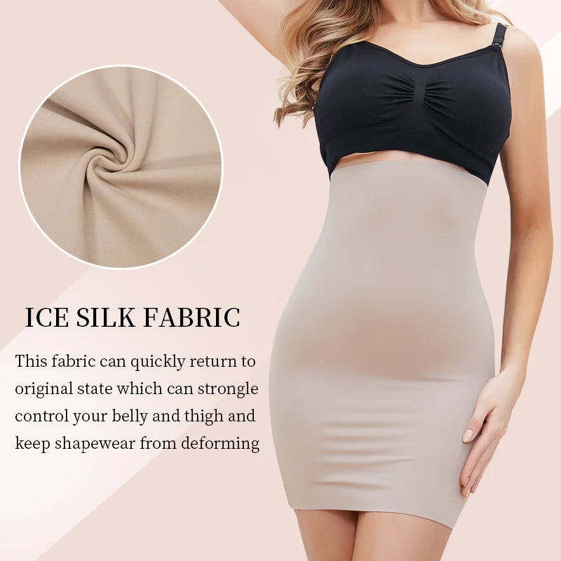 Sottogonna antiscivolo sopra il ginocchio Mezze sottoveste per abiti Shapewear Body Shaper Nuova gonna corta liscia per la biancheria intima con controllo della pancia