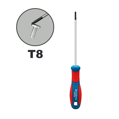 Set di Cacciaviti Torx T8 T10 T15 T20 T25 T27 T30 T40 in Cromo Vanadio con Punta Magnetica Antiruggine, Manico in TPR, Alta Coppia, Utensile a Stella