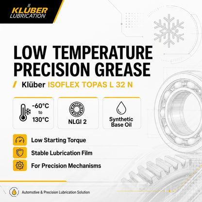Grasso Sintetico Originale Kluber ISOFLEX TOPAS L 32 N per Basse Temperature NLGI 2 per Ingranaggi in Plastica, Attuatori, Cuscinetti Motore