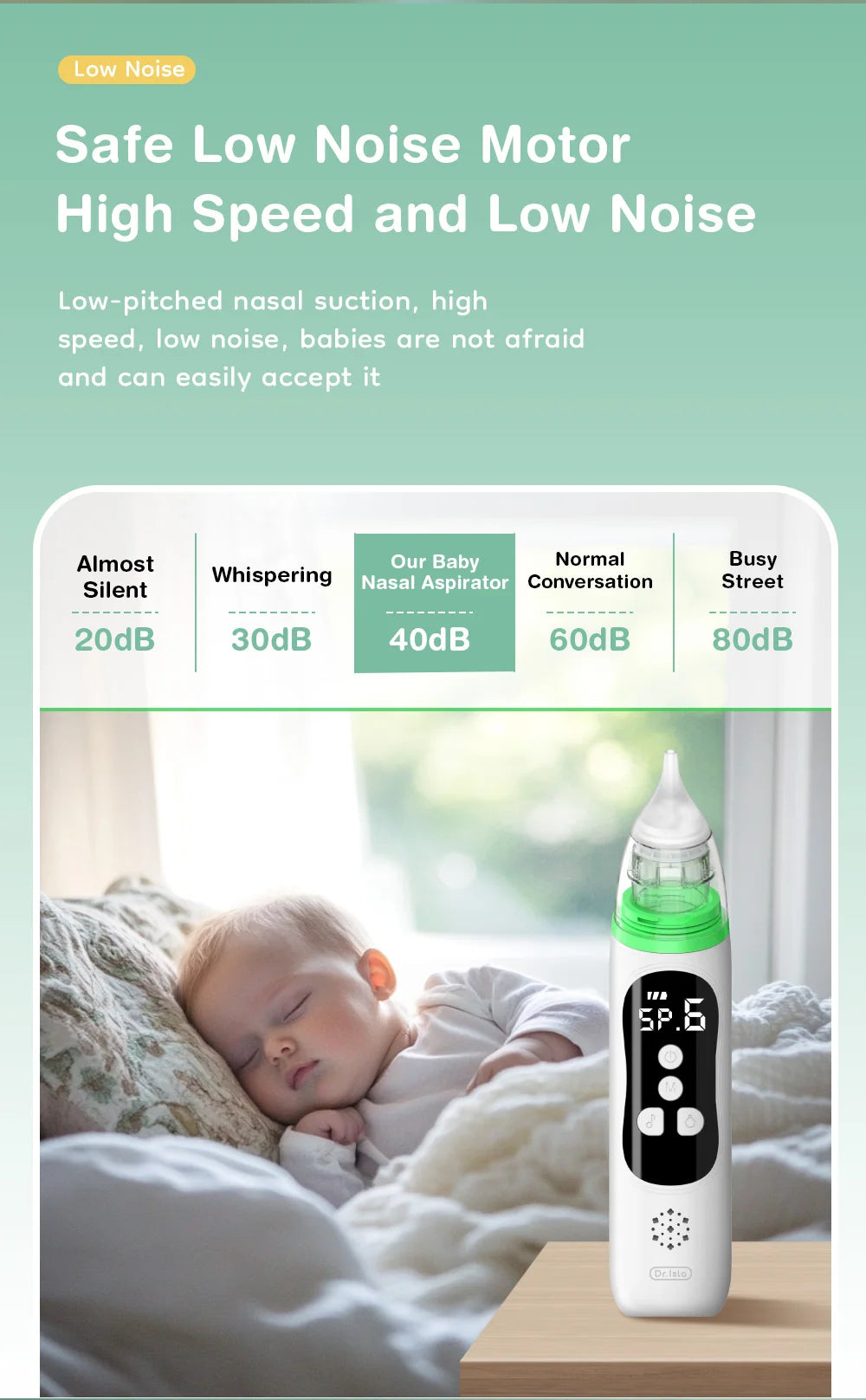 MAMIJOY Aspiratore nasale elettrico per bambini, pulitore nasale silenzioso per neonati, per ostruzioni e rinite, aspiratore nasale per neonati U94