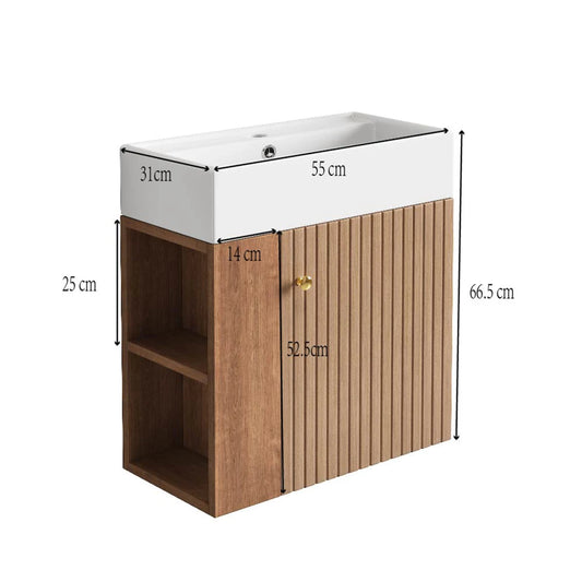 Mobili da bagno Lavabo con lavabo 55 cm, mobile lavabo, mobile lavabo sospeso bianco, mobili da bagno per piccoli ospiti